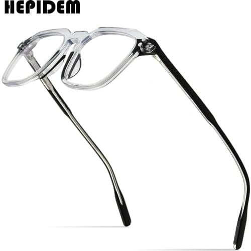 HEPIDEM Acetate Glasses Frame Men Oversize Transparent Square Eyeglasses Women Optical Prescription Spectacles Eyewear 9165