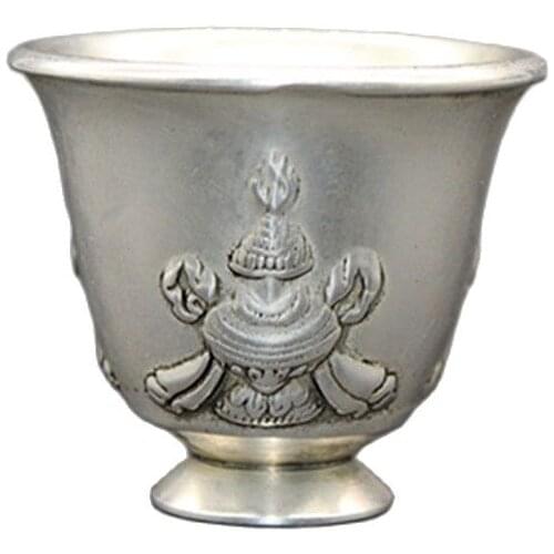 China old Feng Shui ornaments white Copper Silver plating Wine Glass