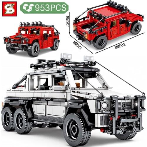 SY BLOCK Technical Cross-country Car Model Building Blocks with Pullback Function Kids Educational Assembly Bricks Toys Winter
