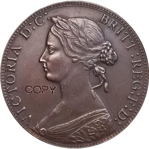 UK 1862 1 Penny coin copy 31mm