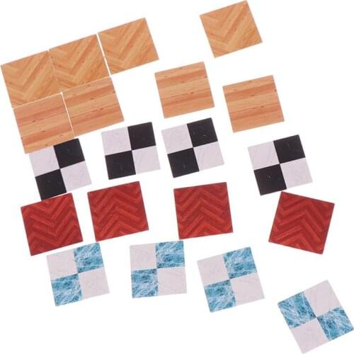 9pcs/Set 1:12 DIY Doll House 30X30mm Kitchen Dining Room Bathroom Simulation Wooden Floor Wallpaper