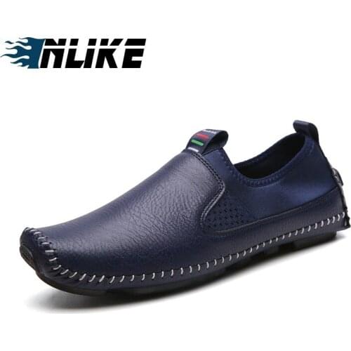 INLIKE Men Big Size Doug Shoes Leather Casual British Fashion Breathable Soft Shoes Men Youth Tide Male