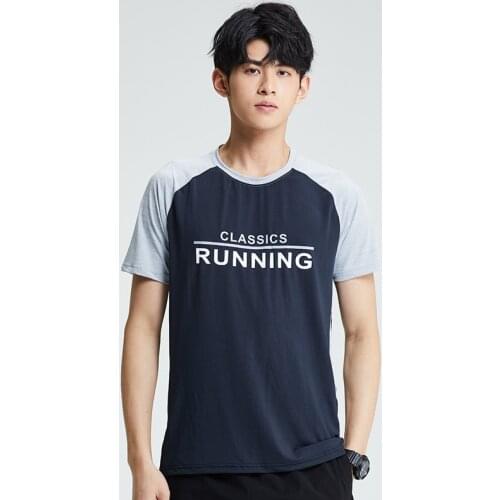 Mens Running Sports t shirts Gym Fitness Training letter T-shirt Male Crossfit Bodybuilding Tee Tops Quick dry loose Clothing