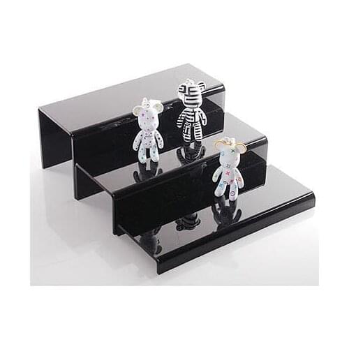 Set of three acrylic desktop U shaped display stand base jewelry cosmetic display rack shoes step holder miniature toy collect