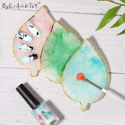 Natural Resin Leaf Shape Nail Art Display Nail Color Practice Train Palette Card Makeup Tools Nail Polish Gel Nail Tips Holder