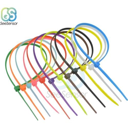 100pcs/bag 12 Color 2.5mmx100mm 2.5mm*100mm Self-Locking Nylon Wire Cable Zip Ties Cable Ties White Black Organiser Fasten Cable