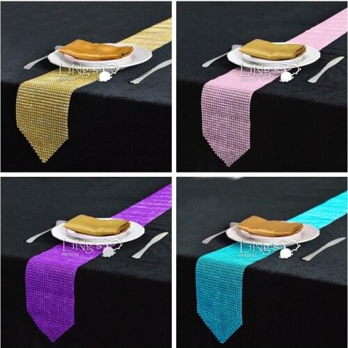 New Design Diamond Table Runner Mesh Rhinestone Tablecloth Runners Wedding Party Decorations Home Table Accessories