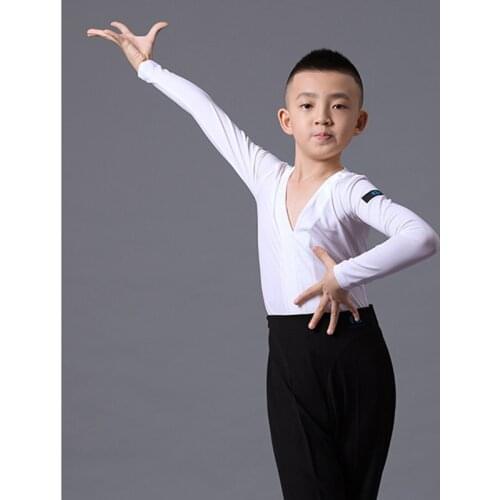 Latin Dance Boy Practice Clothes Autumn And Winter Stand Collar Body Suit Child Dancing Competition Training Clothing