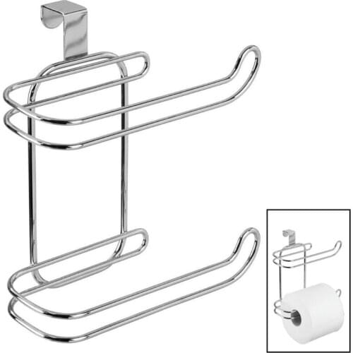 Hold 2 Rolls Metal Compact Hanging Over The Tank Toilet Tissue Paper Roll Holder Y5GA