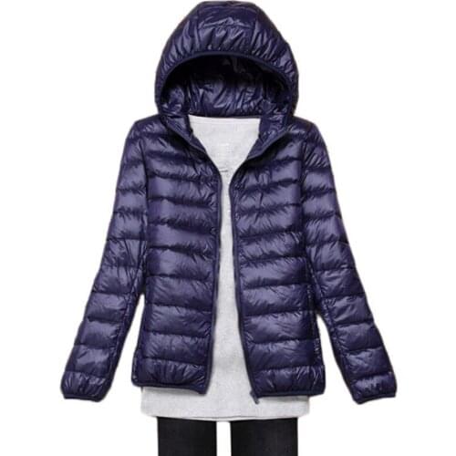 WSYORE Plus Size Short Down Jacket Autumn and Winter Hooded Ultra Light Down Jacket Thin Women Jacket Duck Down Coat NS787