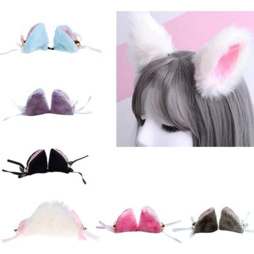 Japanese Anime Cute Fox Cat Ears Hairpin Women Girls Halloween Party Cosplay Alligator Hairgrip Lolita Costume Hair Accessories