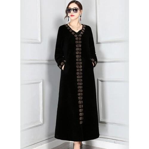 Autumn Winter Jacket Women 2020 Real Sheep Shearing Fur Coat Female Long Warm Natural Wool Coats Lady Outerwear C01006