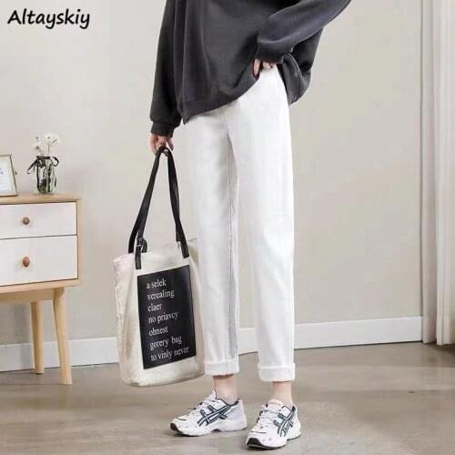 Women Jeans Ankle-length Harem High Waist Vintage Korean Style Streetwear Hip-hop All-match Harajuku Simple Leisure Chic Popular