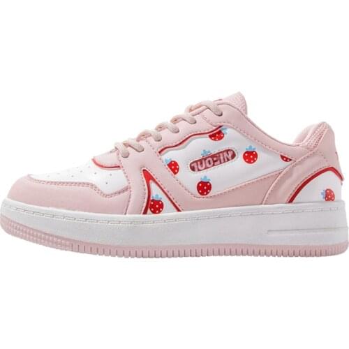 Japanese Sweet Strawberry Sneakers Cute Shoes Female Spring 2021 New Fashion Big Toe Shoes Casual Summer Flat Shoes