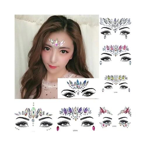 3D Face jewels Women Fashion sticker Make Up Adhesive Temporary Tattoo Body Art Gems Rhinestone Stickers for Festival Party
