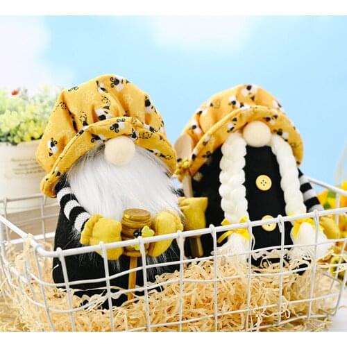 1/2 PCS Bee Festival Gnome Plush Toy with Bee Decor World Bee Day Dwarf Doll Kitchen Themed Stuffed Ornament NSV