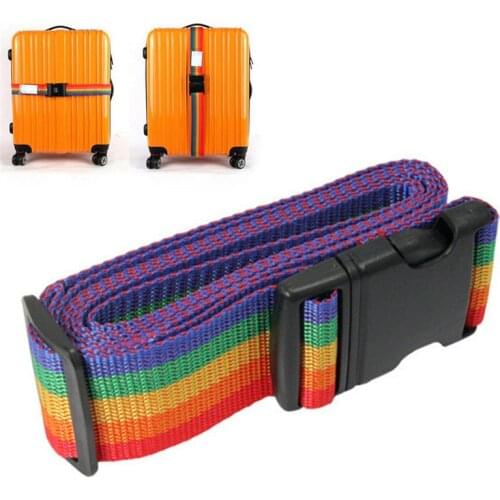 1PCS Adjustable Nylon Baggage Rainbow Belt Luggage belt Travel Luggage Backpack Bag Luggage Suitcase Straps
