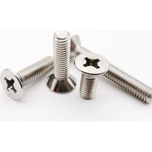 10/50 M2 M2.5 M3 M3.5 M4 M5 M6 M8 A2-70 304 Stainless steel GB819 Cross Phillips Flat Countersunk Head Screw Bolt Length 3-100mm