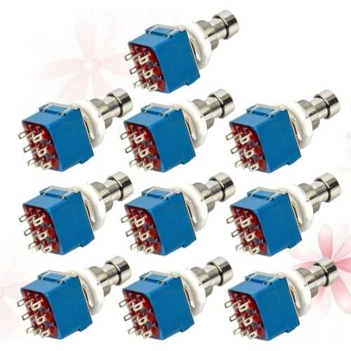 10pcs 9-pin 3PDT Electric Guitar Effects Pedal Box Stomp Foot Metal Switch True Bypass (Blue)