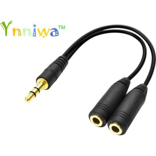 10pcs/lot black/white 3.5mm 1 in 2 couples audio line Earbud Headset Headphone Earphone Splitter For pad Phone Android Mobile