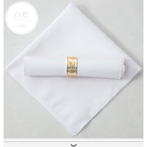 10pcs 50x50cm Square Solid Color White Wedding Table Cloth Napkins Recycled Textile Napkins Polyester Restaurant Handkerchie