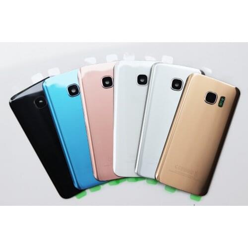 10pcs Rear Battery Door Case For Samsung Galaxy S7 G930 G930F S7 Edge G935 G935F Back Glass Housing Cover+Adhesive+inscription