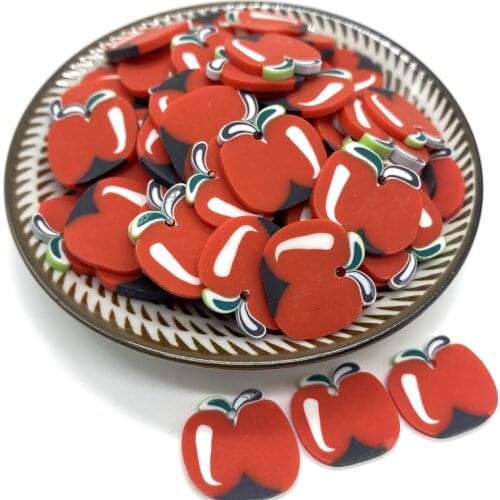 20Pcs/lot 20mm Red Apple Beads Flakes Clay Beads Polymer Spacer Beads For Jewelry Making DIY Bracelet Hairpin #A89-6