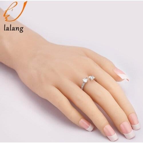 2020 New Hot Selling Double Heart Full Jewelry Ring Female Models Size Zircon Rings Fashion Adjustable Rings For Women