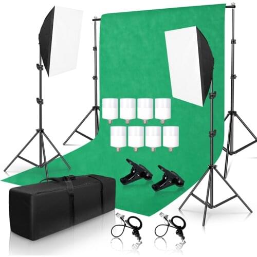 2Mx3M/6.5ftx9.8ft Background Support System 15W 6500K Softbox Continuous Lighting Kit for Photo Studio Product Portrait Shoot