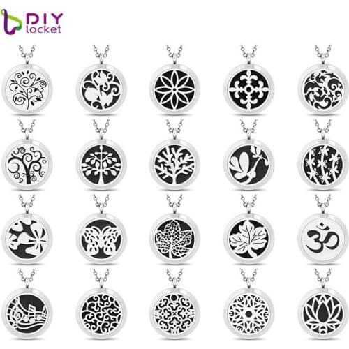 30mm Stainless Steel Essential Oil Diffuser Necklace Mix Style Aromatherapy Necklace Wholesale AA101-120-L60