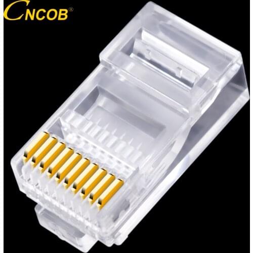 30pcs 10P10C RJ45 RJ48 RJ50 Cat5E UTP Ethernet Connector Network Modular Crystal Plug 10-Pin Network Cable Connector
