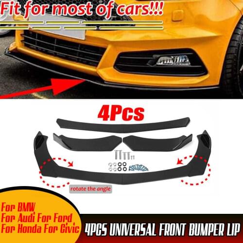 4pcs Universal Car Front Bumper Splitter Lip Body Kit Spoiler Protector Cover Lip For BMW For Audi For Ford For Honda For Civic