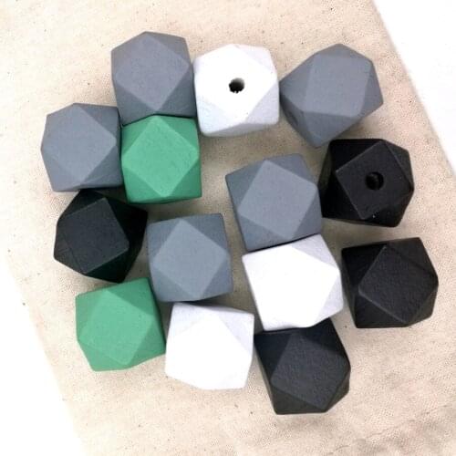 40pcs 20mm hand painted geometric natural wood bead 4 colors to choose do it yourself BLACK WHITE GREY TEAL EA177