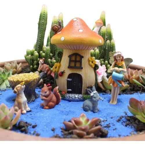 6Pcs/set Cute Mushroom House Resin Decoration Creative Micro Landscape Flower Pot Fairy Garden Gnome Miniature Craft Home Decor