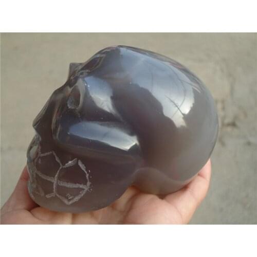 745g Natural Amazing Beautiful Agate alien Skull, Crystal Skulls PT1051