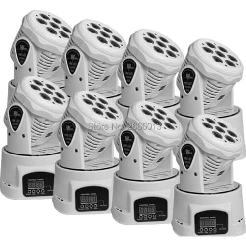 8pcs 7x12W Mini Moving Head Light ,RGBW Dyeing Wash Effect Stage Lighting ,Disco DJ Party NightClub Bar KTV LED Spot Lighting