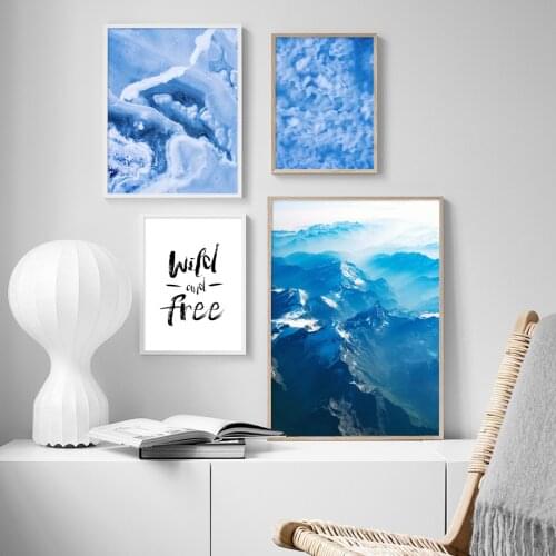 Surrealism Abstract Blue Mountain Posters And Prints Wall Art Canvas Painting Decorative Modular Pictures For Living Room