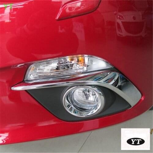 Auto front fog light cover lamp bezel for mazda 3 2014 axela, abs chrome,auto accessories,2pcs
