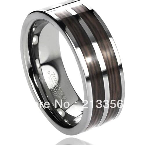 Free Shipping Buy Cheap Price Discount Sales USA HOT Selling 8MM Men&Womens Wood Inlayed Classic Tungsten Wedding Rings