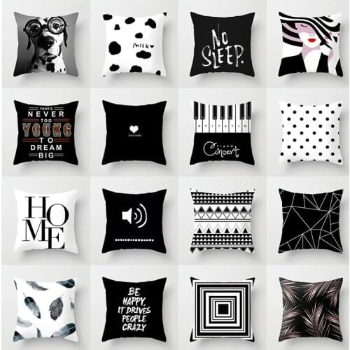 1pcs INS Nordic Style Black And White Cushion Cover Polyester Geometric Throw Pillow Case Home Sofa Chair Decorative Pillowcases