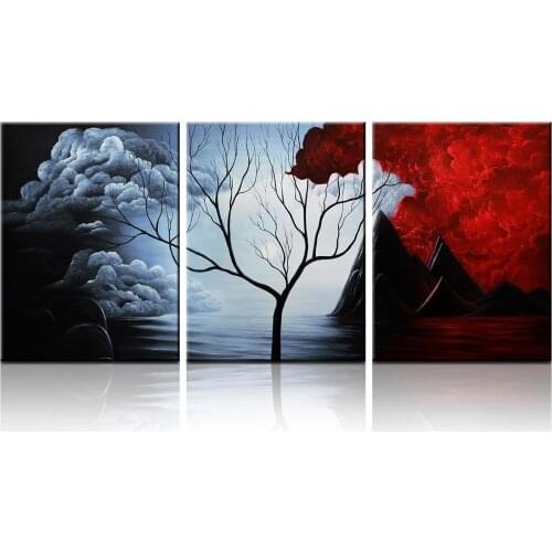 CLSTROSE Hot Sale Real Art Modern The Cloud Tree Landscape Paintings High Quality Beautiful Wall Decor On Canvas 3 Pieces