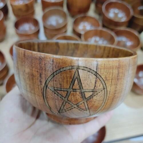 Japanese style wooden bowl, natural wooden bowl, fruit, salad noodles, rice, soup, kitchen utensils, plates, handcrafted decorat