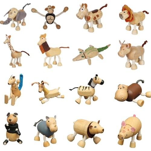 Montessori Wooden Small Animal Zoo Solid Wood Animal Toy Children Forest Animal Puppet Toy Creative Decoration Kid Holiday Gift