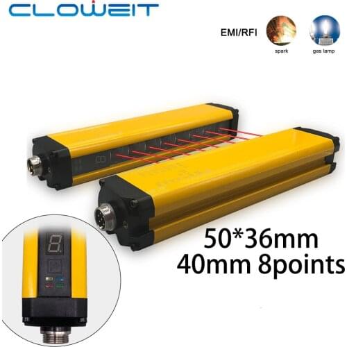 Longwe 8 Beams 40mm Protection Infrared Safety Light Curtains LED Digital Display Safe Area Photoelectric Sensor 50*36