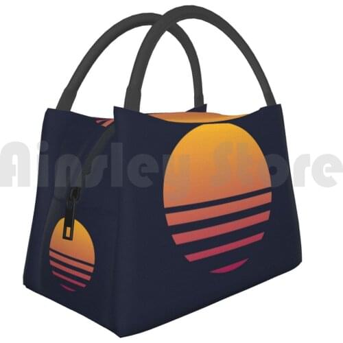 Cooler Lunch Bag Picnic Bag Outrun Retro Sun-Clean Sun Outrun Aesthetic Retro 80S Eighties Techno Kavinsky Retrowave