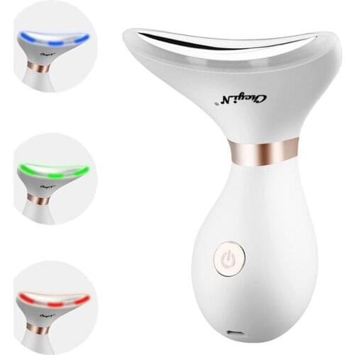 Microcurrent Neck Massager LED Photon Chin Lifting Wrinkle Remover USB Hot Compress Anti Aging Face Neck Slimming Beauty Device