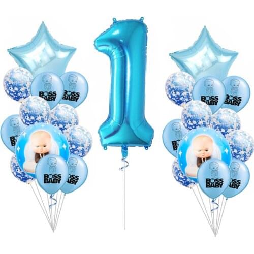 Cartoon Boss Baby Balloon Blue 32 inch Number Foil Balloons Baby Shower Boy 1st Happy Birthday Party Decoration Latex Globos Toy