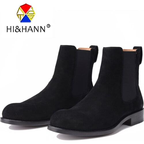 Men Nubuck Leather Black Fashion Boots Goodyear Handmade Genuine Leather Outsole Men Boot Size US 6-13 Free shipping