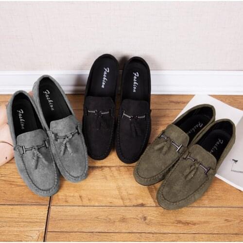 2019 spring and autumn fashion mens shoes suede casual luxury comfortable high quality genuine waterproof non-slip loafers