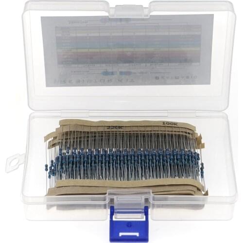 600pcs 30Value 1% 1/4W resistor pack set DIY Metal Film Resistor kit use colored ring resistance (10 ohms~1 M ohm)